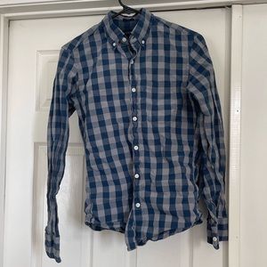 J.Crew Slim Long Sleeve Gingham Button Up Shirt Navy Grey XS